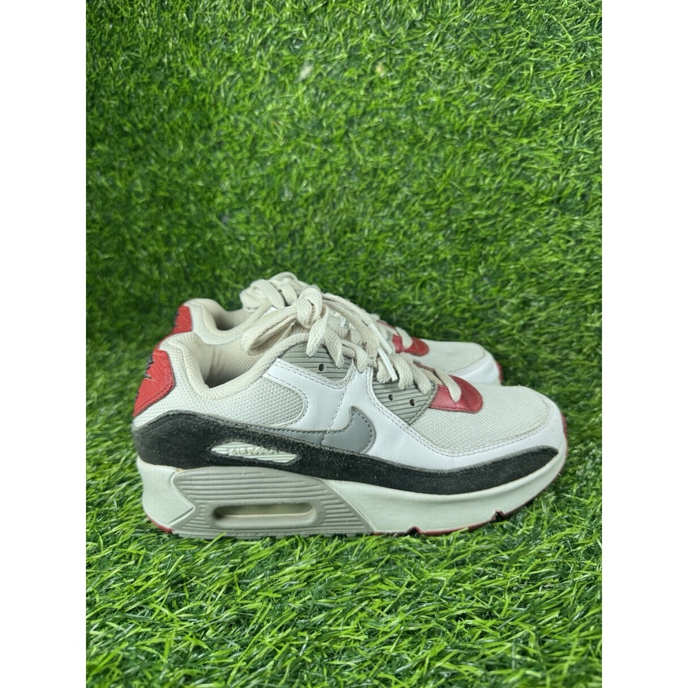 Nike Air Max 90 GS White Red Black Youth Size 6.5Y CD6864-019 Athletic Sneakers